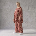 Damen Shirt Avantgarde Viskose Weinrot/Rose, A-Linie, 3/4-Arm, Oversize große Größen – AKH Fashion