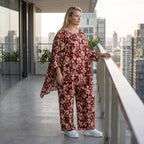 Damen Shirt Avantgarde Viskose Weinrot/Rose, A-Linie, 3/4-Arm, Oversize große Größen – AKH Fashion