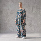 Damen Shirt Avantgarde Viskose Petrol/Rose, A-Linie, 3/4-Arm, Oversize große Größen – AKH Fashion