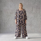 Damen Shirt Avantgarde Viskose Marine/Rose, A-Linie, 3/4-Arm, Oversize große Größen – AKH Fashion