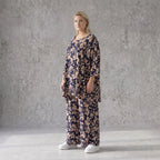 Damen Shirt Avantgarde Viskose Marine/Rose, A-Linie, 3/4-Arm, Oversize große Größen – AKH Fashion
