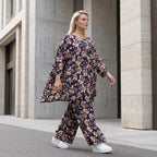 Damen Shirt Avantgarde Viskose Marine/Rose, A-Linie, 3/4-Arm, Oversize große Größen – AKH Fashion