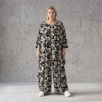 Damen Shirt Avantgarde Viskose Schwarz/Ecru, A-Linie, Oversize große Größen – AKH Fashion