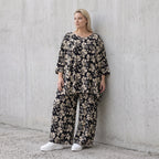 Damen Shirt Avantgarde Viskose Schwarz/Ecru, A-Linie, Oversize große Größen – AKH Fashion
