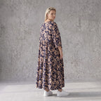 Damen Kleid Avantgarde Viskose Marine/Rose, A-Linie, V-Ausschnitt, Oversize große Größen – AKH Fashion