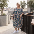 Damen Kleid Avantgarde Viskose Petrol/Rose, Ballonschnitt, ärmellos, Flügeltaschen, Oversize große Größen – AKH Fashion