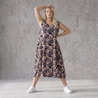 Damen Kleid Avantgarde Viskose Marine/Rose, Ballonschnitt, ärmellos, Flügeltaschen, Oversize große Größen – AKH Fashion