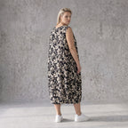 Damen Kleid Avantgarde Viskose Schwarz/Ecru, Ballonschnitt, Oversize große Größen – AKH Fashion