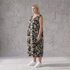 Damen Kleid Avantgarde Viskose Schwarz/Ecru, Ballonschnitt, Oversize große Größen – AKH Fashion
