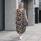 Damen Kleid Avantgarde Viskose Schwarz/Ecru, Ballonschnitt, Oversize große Größen – AKH Fashion