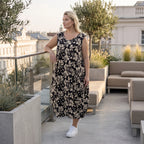 Damen Kleid Avantgarde Viskose Schwarz/Ecru, Ballonschnitt, Oversize große Größen – AKH Fashion