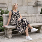 Damen Kleid Avantgarde Viskose Schwarz/Ecru, Ballonschnitt, Oversize große Größen – AKH Fashion