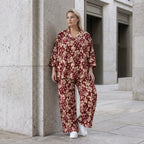 Damen Hose Avantgarde Viskose Weinrot/Rose, Ballonschnitt, Elastikbund, Oversize große Größen – AKH Fashion