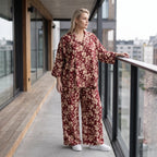 Damen Hose Avantgarde Viskose Weinrot/Rose, Ballonschnitt, Elastikbund, Oversize große Größen – AKH Fashion