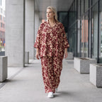 Damen Hose Avantgarde Viskose Weinrot/Rose, Ballonschnitt, Elastikbund, Oversize große Größen – AKH Fashion