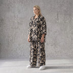 Damen Hose Avantgarde Viskose Schwarz/Ecru, Ballonschnitt, Elastikbund, Oversize große Größen – AKH Fashion