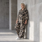 Damen Hose Avantgarde Viskose Schwarz/Ecru, Ballonschnitt, Elastikbund, Oversize große Größen – AKH Fashion