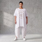 Damen Shirt Avantgarde Baumwolle Weiß, A-Linie, Schlitze, Oversize große Größen – Funky Diva