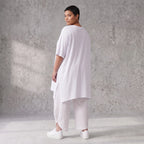 Damen Shirt Avantgarde Baumwolle Weiß, A-Linie, Schlitze, Oversize große Größen – Funky Diva