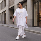Damen Shirt Avantgarde Baumwolle Weiß, A-Linie, Schlitze, Oversize große Größen – Funky Diva