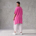 Damen Shirt Avantgarde Baumwolle Pink, A-Linie, Kurzarm, Schlitze, Oversize große Größen – Funky Diva