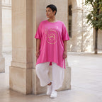 Damen Shirt Avantgarde Baumwolle Pink, A-Linie, Kurzarm, Schlitze, Oversize große Größen – Funky Diva