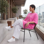 Damen Shirt Avantgarde Baumwolle Pink, A-Linie, Kurzarm, Schlitze, Oversize große Größen – Funky Diva