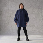 Damen Hoody Avantgarde Baumwolle Blau, gerader Schnitt, Kapuze, Oversize große Größen – Rafay