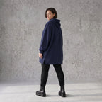 Damen Hoody Avantgarde Baumwolle Blau, gerader Schnitt, Kapuze, Oversize große Größen – Rafay