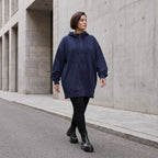 Damen Hoody Avantgarde Baumwolle Blau, gerader Schnitt, Kapuze, Oversize große Größen – Rafay