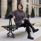 Damen Hoody Avantgarde Baumwolle Anthrazit, gerader Schnitt, Kapuze, Oversize große Größen – Rafay