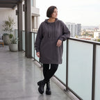 Damen Hoody Avantgarde Baumwolle Anthrazit, gerader Schnitt, Kapuze, Oversize große Größen – Rafay
