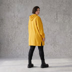 Damen Hoody Avantgarde Baumwolle Gelb, gerader Schnitt, Kapuze, Oversize große Größen – Rafay