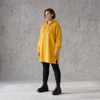 Damen Hoody Avantgarde Baumwolle Gelb, gerader Schnitt, Kapuze, Oversize große Größen – Rafay
