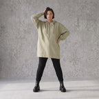 Damen Hoody Avantgarde Baumwolle Beige, gerade Form, Reißverschluss, Oversize große Größen – Rafay