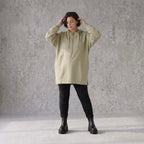 Damen Hoody Avantgarde Baumwolle Beige, gerade Form, Reißverschluss, Oversize große Größen – Rafay