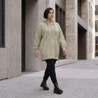 Damen Hoody Avantgarde Baumwolle Beige, gerade Form, Reißverschluss, Oversize große Größen – Rafay