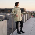Damen Hoody Avantgarde Baumwolle Beige, gerade Form, Reißverschluss, Oversize große Größen – Rafay