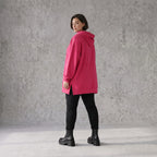 Damen Hoody Avantgarde Baumwolle Pink, gerader Schnitt, Reißverschluss, Oversize große Größen – Rafay
