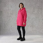 Damen Hoody Avantgarde Baumwolle Pink, gerader Schnitt, Reißverschluss, Oversize große Größen – Rafay