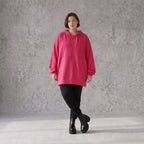 Damen Hoody Avantgarde Baumwolle Pink, gerader Schnitt, Reißverschluss, Oversize große Größen – Rafay