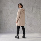 Damen Hoody Avantgarde Baumwolle Beige, gerader Schnitt, Kapuze, Oversize große Größen – Rafay