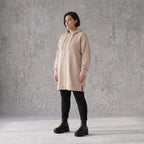 Damen Hoody Avantgarde Baumwolle Beige, gerader Schnitt, Kapuze, Oversize große Größen – Rafay
