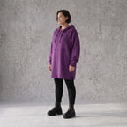 Damen Hoody Avantgarde Baumwolle Lila, gerader Schnitt, Reißverschluss, Oversize große Größen – Rafay