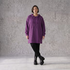 Damen Hoody Avantgarde Baumwolle Lila, gerader Schnitt, Reißverschluss, Oversize große Größen – Rafay