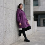 Damen Hoody Avantgarde Baumwolle Lila, gerader Schnitt, Reißverschluss, Oversize große Größen – Rafay