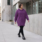 Damen Hoody Avantgarde Baumwolle Lila, gerader Schnitt, Reißverschluss, Oversize große Größen – Rafay
