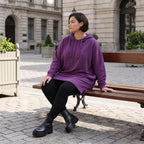 Damen Hoody Avantgarde Baumwolle Lila, gerader Schnitt, Reißverschluss, Oversize große Größen – Rafay