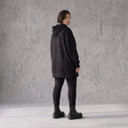 Damen Hoody Avantgarde Baumwolle Schwarz, gerader Schnitt, Reißverschluss, Oversize große Größen – Rafay
