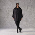 Damen Hoody Avantgarde Baumwolle Schwarz, gerader Schnitt, Reißverschluss, Oversize große Größen – Rafay